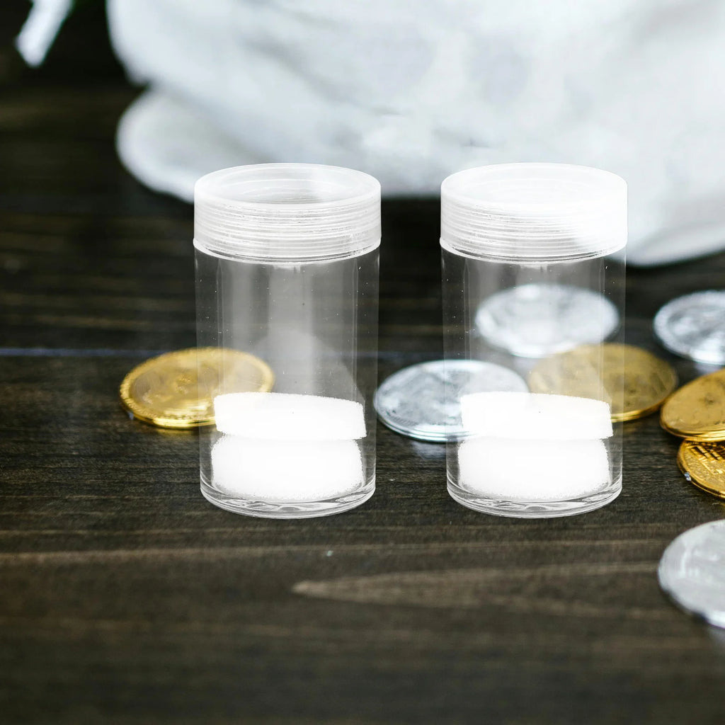 10pcs Coin Storage Bucket Clear Packing Tube Airtight Protection Organizer Collectors Coins Boxes Plastic Round Holders