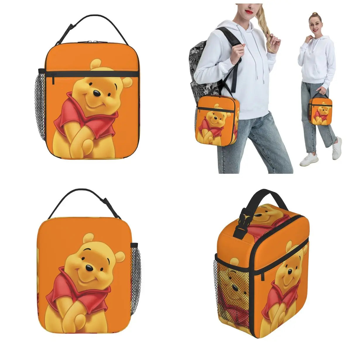 Cute Winnie The Pooh Insulated Lunch Bags Thermal Bag 
Meal Container Large Tote Lunch Box for Men Women Work Picnic