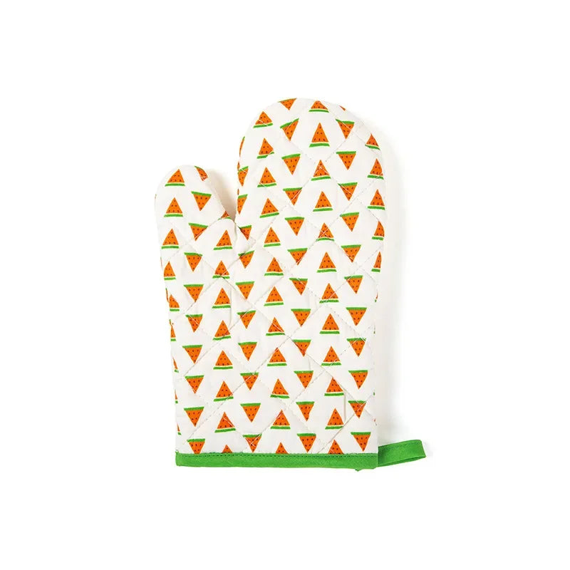 1pcs Microwave Baking BBQ Glove Cotton Cute Oven Mitts Heat Resistant Potholders Non-slip Kitchen Cooking Tools Mitten