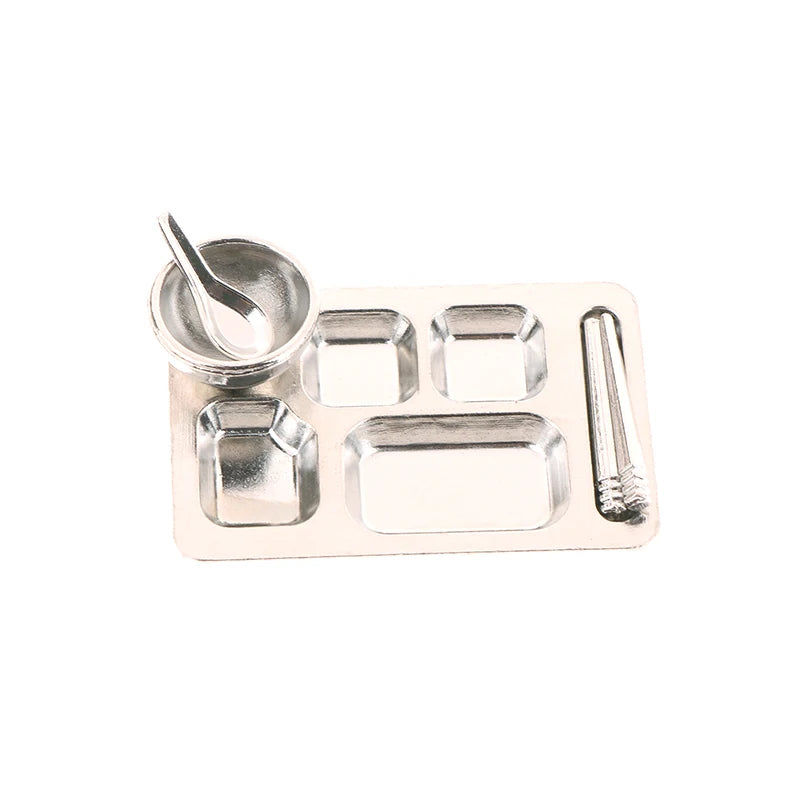 1/12 Dollhouse Dinner Plate Bowl Spoon Chopsticks Dollhouse Mini Kitchen Tableware Accessories Dolls House Decoration