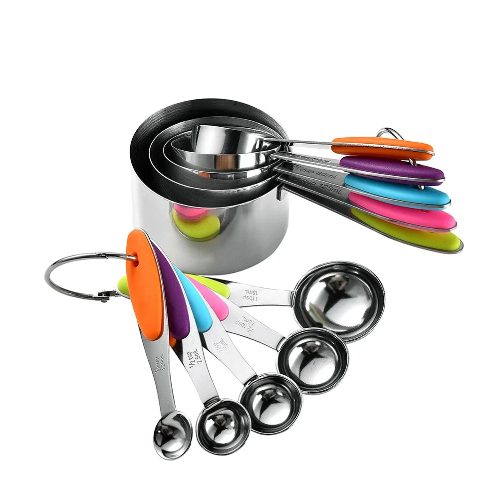 5/10Pcs Stainless Steel Measuring Cups And Spoons Set Kitchen Accessories For Baking Cake Cooking Making Measuring Kitchen Tools