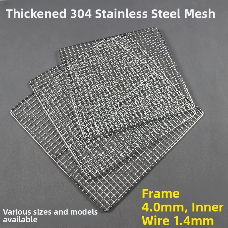 Thiened Rectangular Me BBQ ill Net 304 Stainl Steel Drng Net Barbecue Wire Me for Outdoor Kitchen Cooking Tools