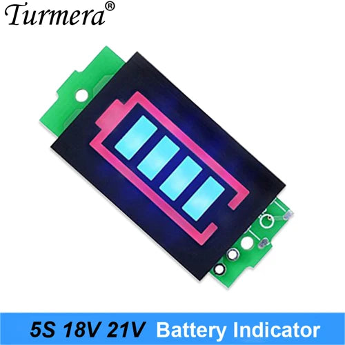 Turmera Battery Indicator LED Display 1S 4.2V 2S 8.4V 3S 10.8V 4S 14.4V 5S 18V 6S 25V 12V 24V 36V 48V for Screwdriver Drills Use