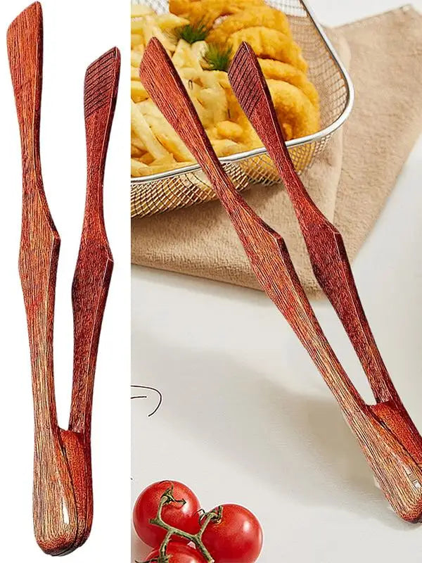 1Pcs Bamboo Cooking Kitchen Tongs Food BBQ Tool Salad Bacon Steak Bread Cake Wooden Clip Home Kitchen Utensil