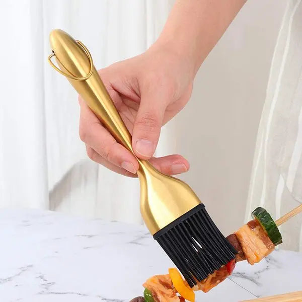 XFDE 1 Pcs Oil Brushes Stainless Steel Silicone Kitchen BBQ Grilling Baking Cooking Brushes Barbecue Cooking Tools-B