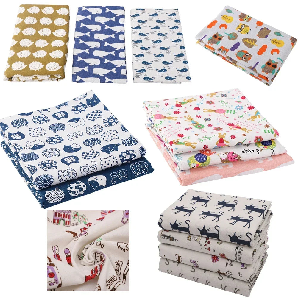 Printed Linen Cotton Fabric Cloth For Curtain Christmas Home Tablecloth Table Runner Pillow Cushion Handwork Sewing Placemat Bag