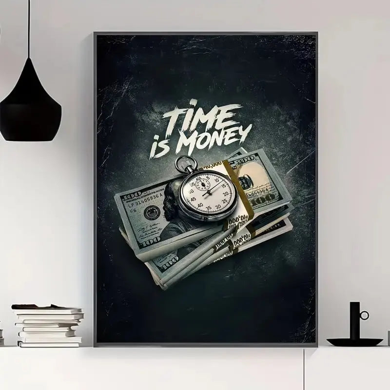 Time is Money Printed canvas painting - Wall art home decoration, suitable for home and office