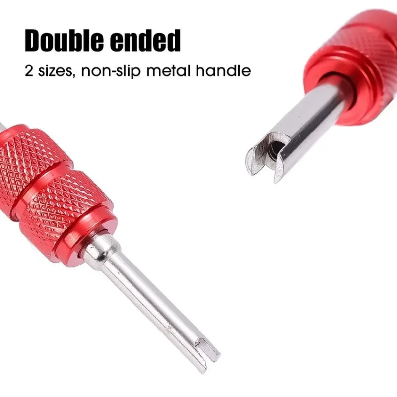 Car Valve Core Wrench Aluminum Alloy Auto Tire Air Conditioning Valve Core Double Head Screwdriver Valve Core Disassembly Tool