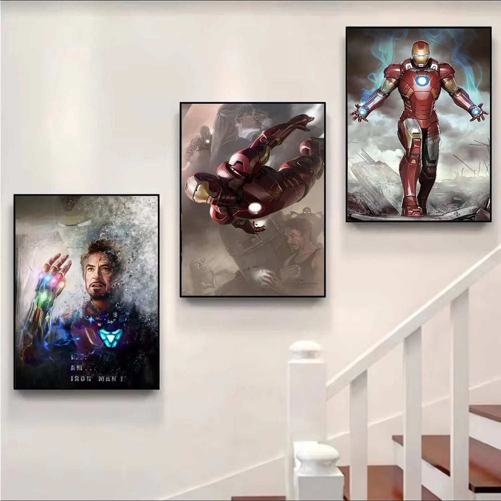 MINISO Marvel Superheroes Avengers Spider-Man Iron Man Parlor Bedroom Decorative Art Posters Wall Mural Canvas Painting Printing