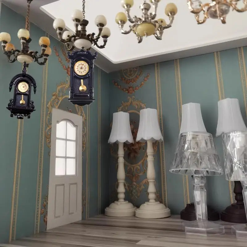 1/12 Dollhouse Vintage Simulation Wall Clock Model Doll Home Clock Living Room Decor Toy Dolls House Micro Scene Accessories