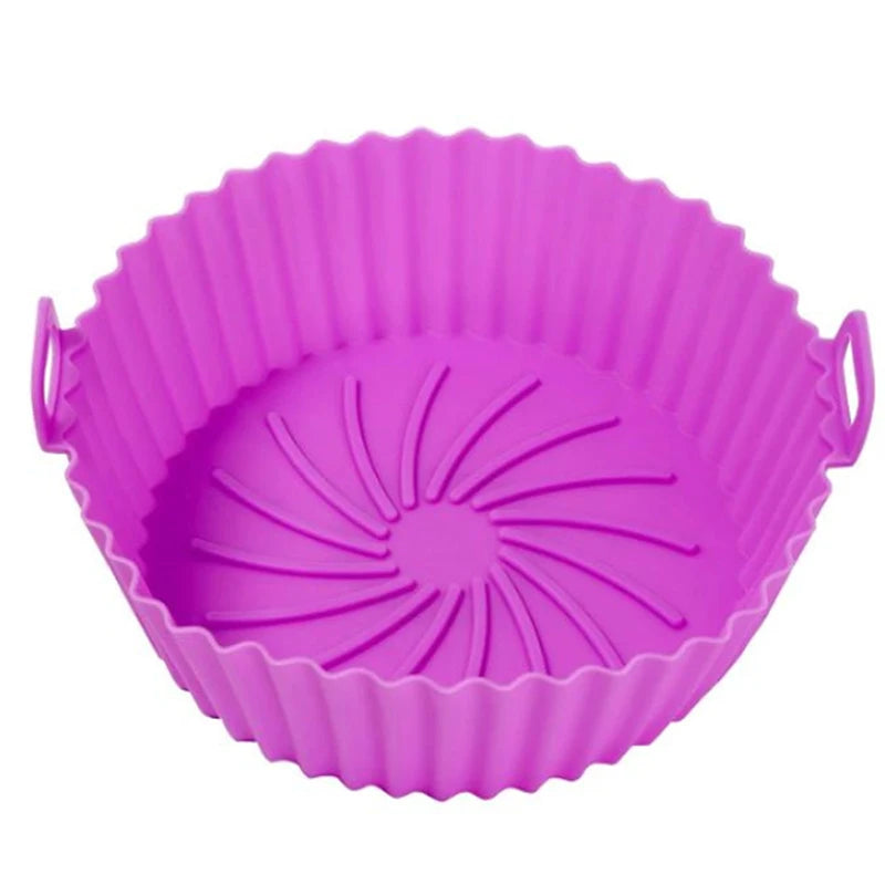 1Pcs Silicone Air Fryer Oven Baking Tray Pizza Fried Chicken Basket Pad Air-fryer Pot Food Plate Reusable Airfryer Pan Liner