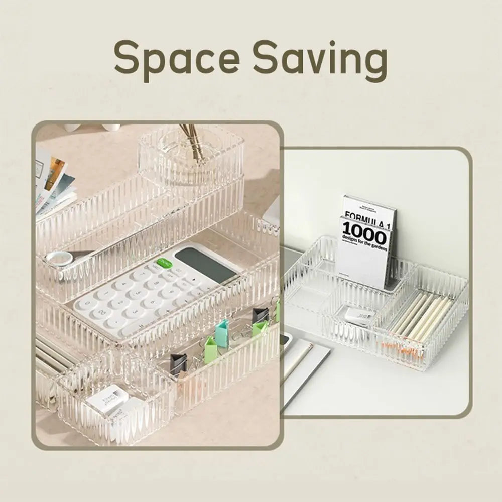 High Quality S/M/L/XL Desk Drawer Organizers Rectangle Transparent Storage Box Plastic Unlimited Makeup Organizer Home Office