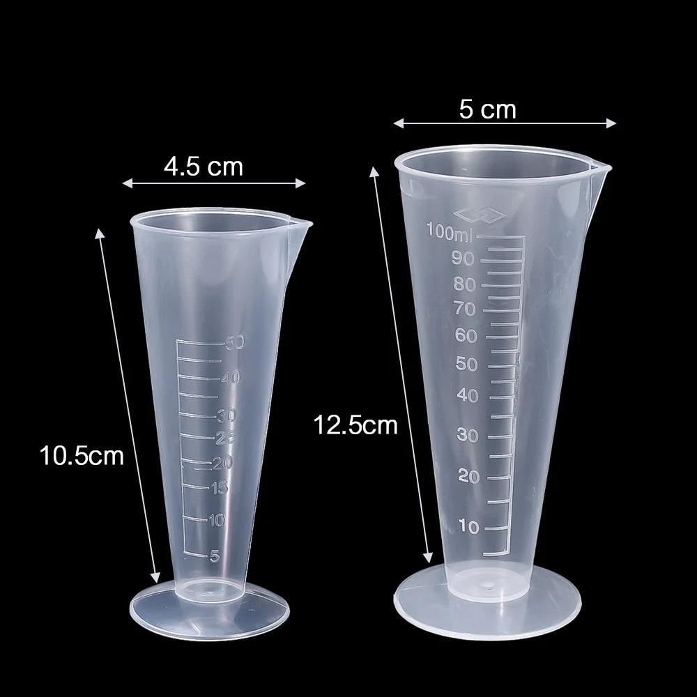 10-1Pcs Triangular Measuring Cup with Scale Transparent Plastic Graduated Cylinder Pour Spout Liquid Container Kitchen Bar Tool