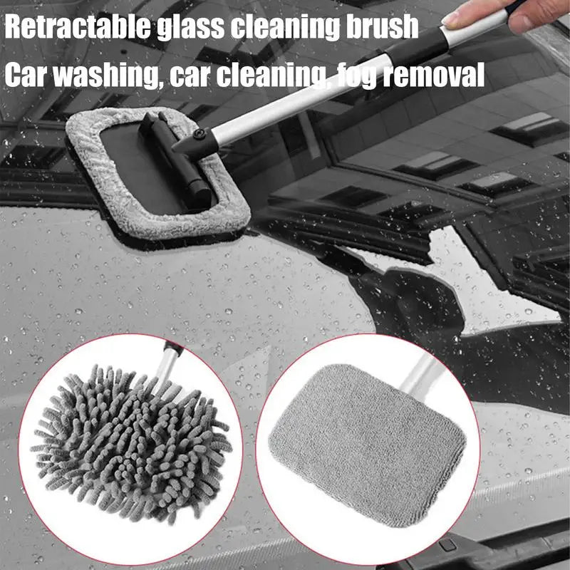 Window Cleaning Kit Car Glass Cleaner Wiper Telescopic Auto Dusting Maintenance Supplies For Rearview Mirror Glass Bathroom Home