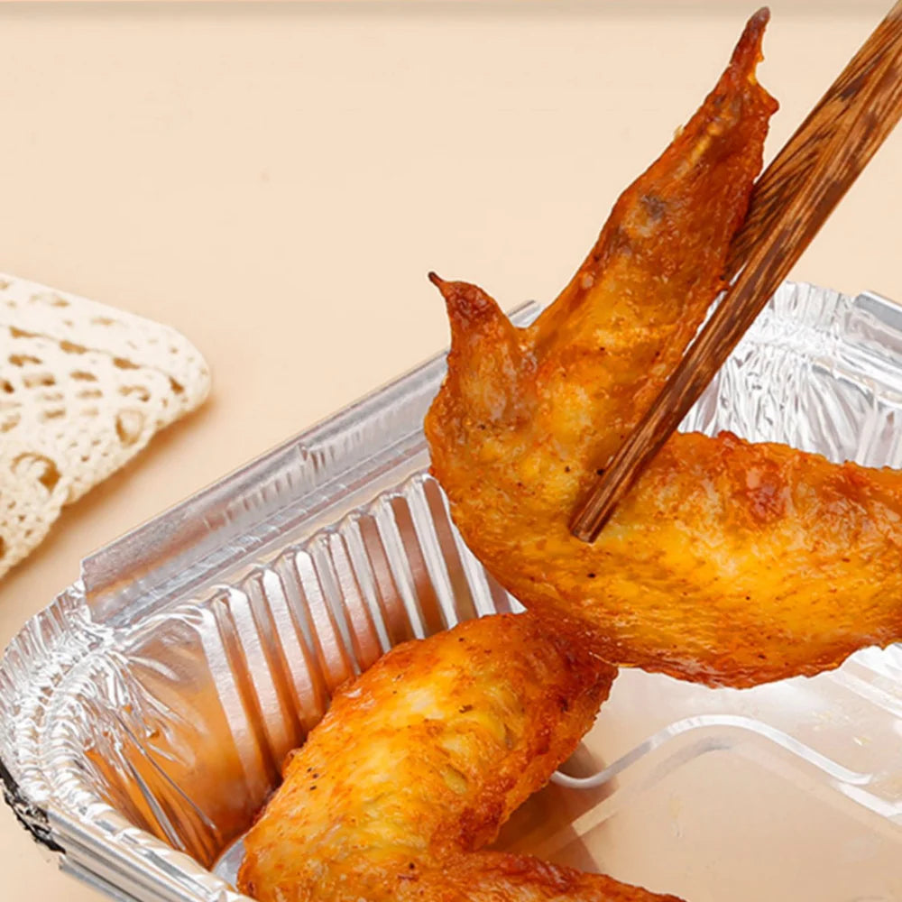 20CM Air Fryer Aluminum Foil Pan Kitchen Supplies Food Containers Square Oven BBQ Tray Oil-proof Non-stick Kitchen Baking Tool