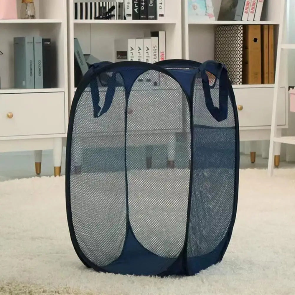 Foldable Laundry Basket with Handle Cloth Mesh Dirty Clothes Hamper Storage Basket Toy Storage Laundry Organizers Storage Pouch