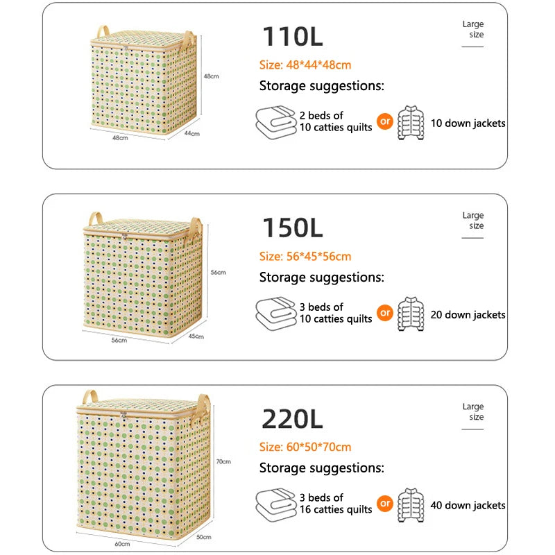 Large Capacity Clothes Storage Bags Closet Organizers Storage Bins Foldable Storage Toy Containers Box Dust-Proof Moving Bag