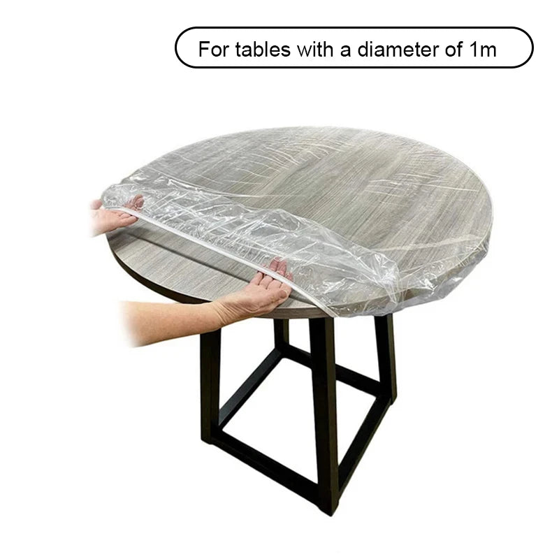 10pcs Fitted Round Tablecloth Transparent Waterproof Oil-Proof Table Cover Protector Cloth Dinning Table Table Covers Home