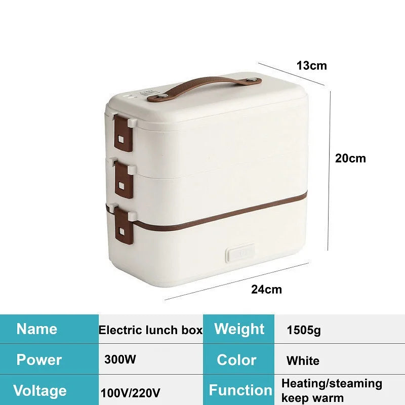 110V/220V Electric Lunch Box Office 304 Stainless Steel Quick Heating Bento Box Portable Fast Food Warmer Warming Pot 1.2L