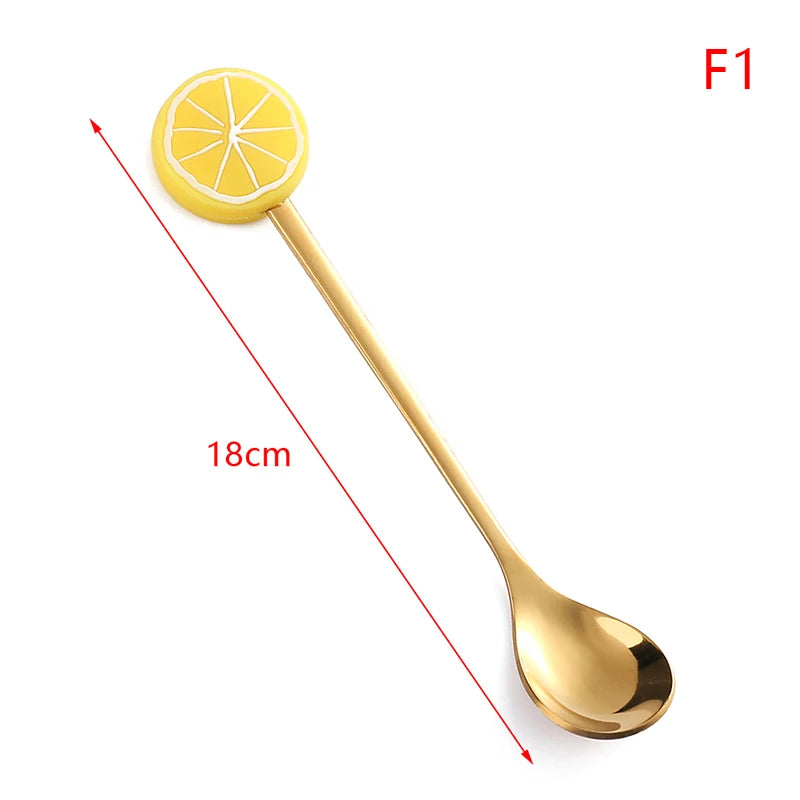Cartoon Small Spoon Stainless Steel Fork Cartoon Macaron Dessert Spoons Fruit Kids Set Kitchen Accessories