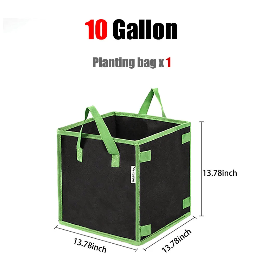 4/5/7/10 Gallon Non-woven Fabric Growing Bags Vegetable Flower Potato Pouch Root Container Garden Square Pots Planters Supplies