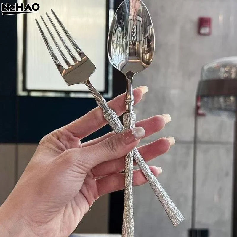 Tree Pattern Stainless Steel Knife, Fork And Spoon Western Tableware Fork And Spoon Suitable For Hotels And Western Restaurants