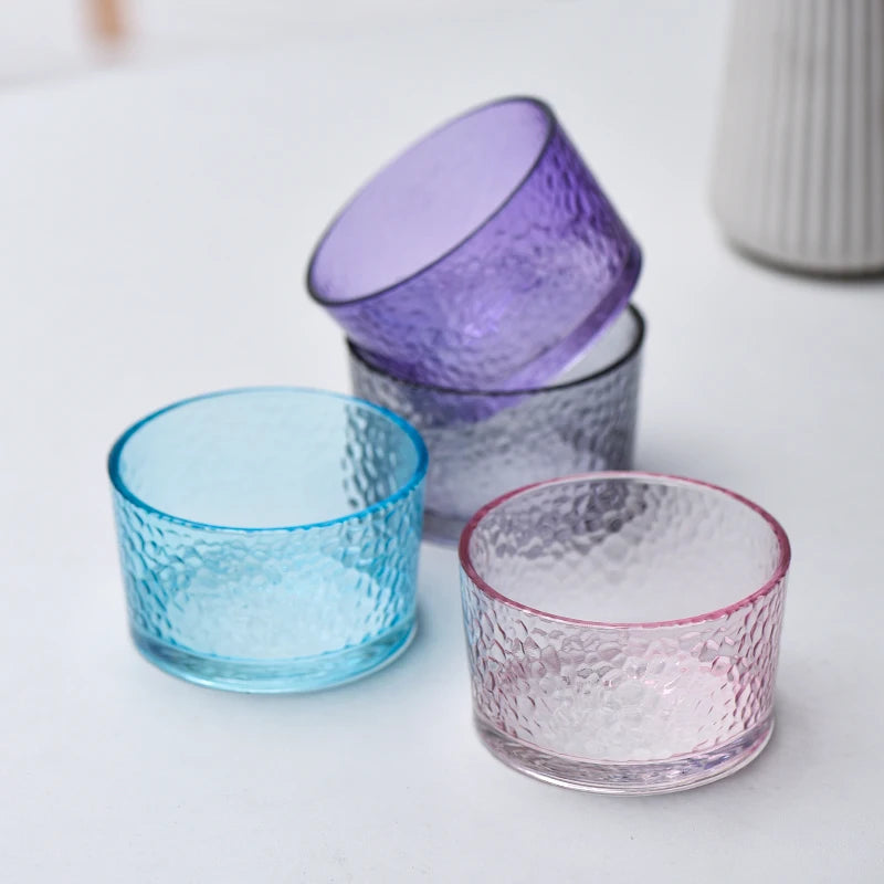 Glass Ice Cream Dessert Bowl Japanese Style Hammer Patterned Household Candy Snack Bowls High Quality Living Room Tableware