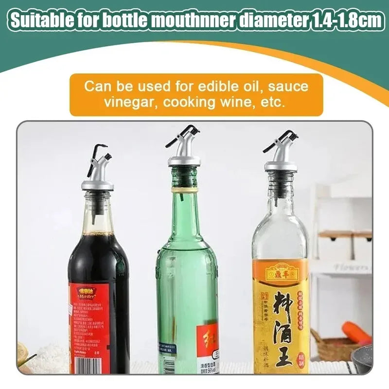 1-4Pcs Oil Bottle Stopper Cap Dispenser Sprayer Lock Wine Pourer Sauce Nozzle Liquor Leak-Proof Plug Bottle Stopper Kitchen Tool