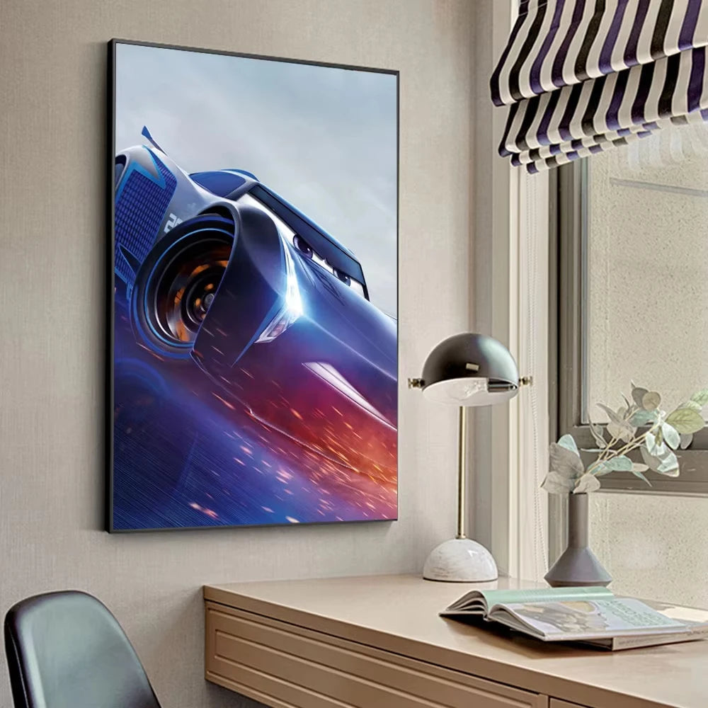 MINISO Kids Cartoon Speed Car Disney Home Living Room Bedroom Decorative Wall Art Anime Posters Mural Wall Art Canvas HD Prints