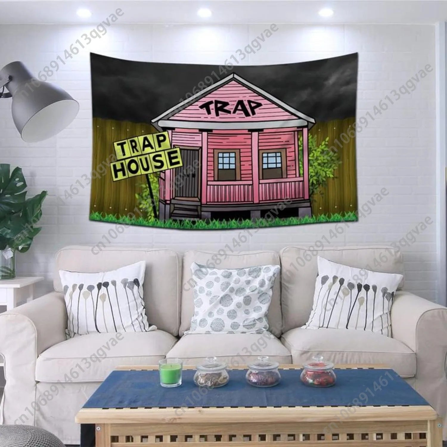 Trap House Banner Tapestry Lightweight Decoration Design Wall Art Decorative Hanging Dorm Garage Decor Man Custom Decoration