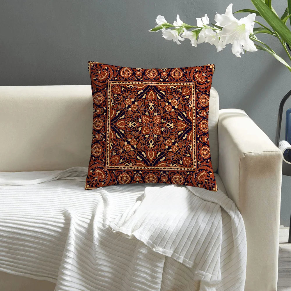 Persian Carpet Pattern Pillow Case Sofa Decorative Home Double-sided Printing Short Plush Cushion Cover Throw Pillow Cover Gifts