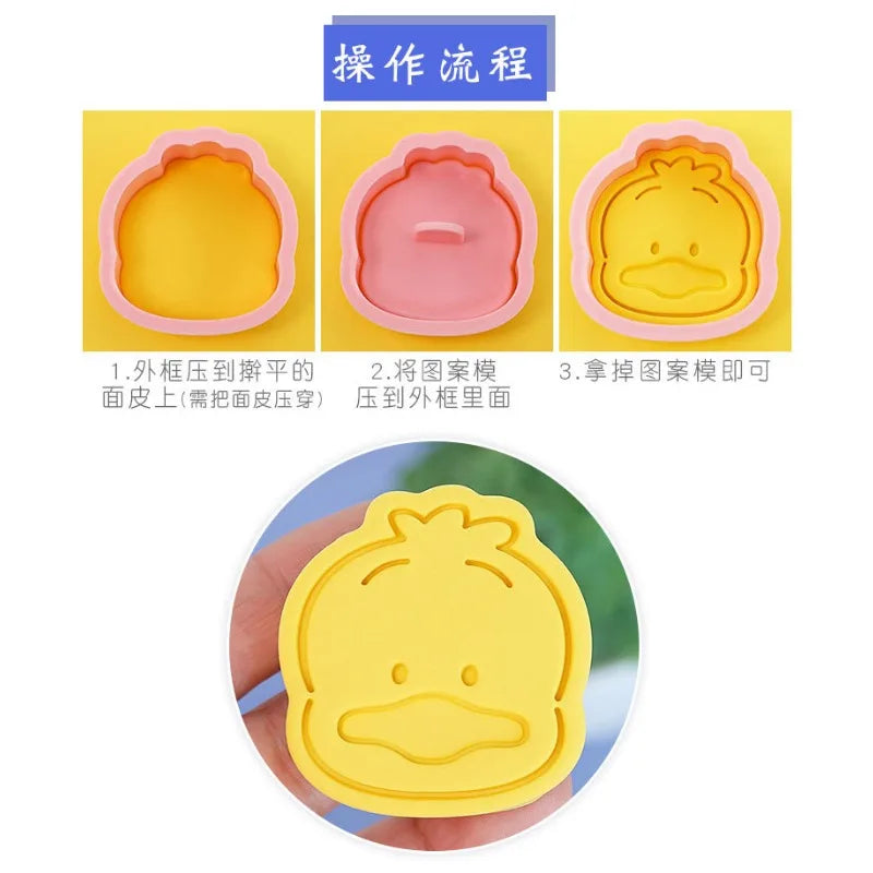 8pcs Sanrio Hangyodon Cookie Molds Cutters 3D Flower Shape Plastic Pressable Biscuit Mold Cartoon Cookie Stamp Kitchen Baking