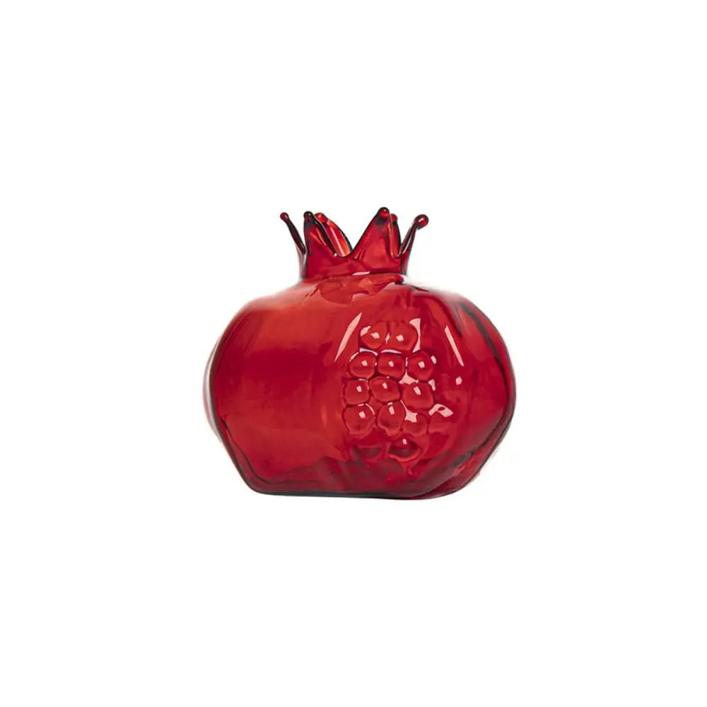 Creative Red Pomegranate Glass Vase Pomegranate Transparent Hydroponic Flower Vase Glass Handmade Fruit Vase Desktop