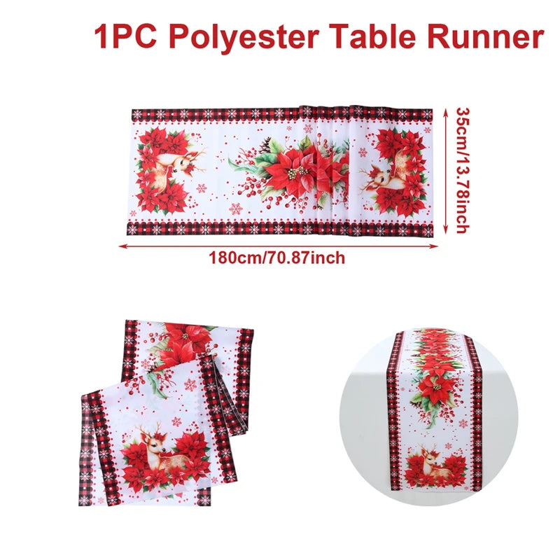 Christmas Linen Table Runner Merry Christmas Decoration for Home 2024 Table Cover Xmas Ornament Navidad Natal New Year Gift 2025