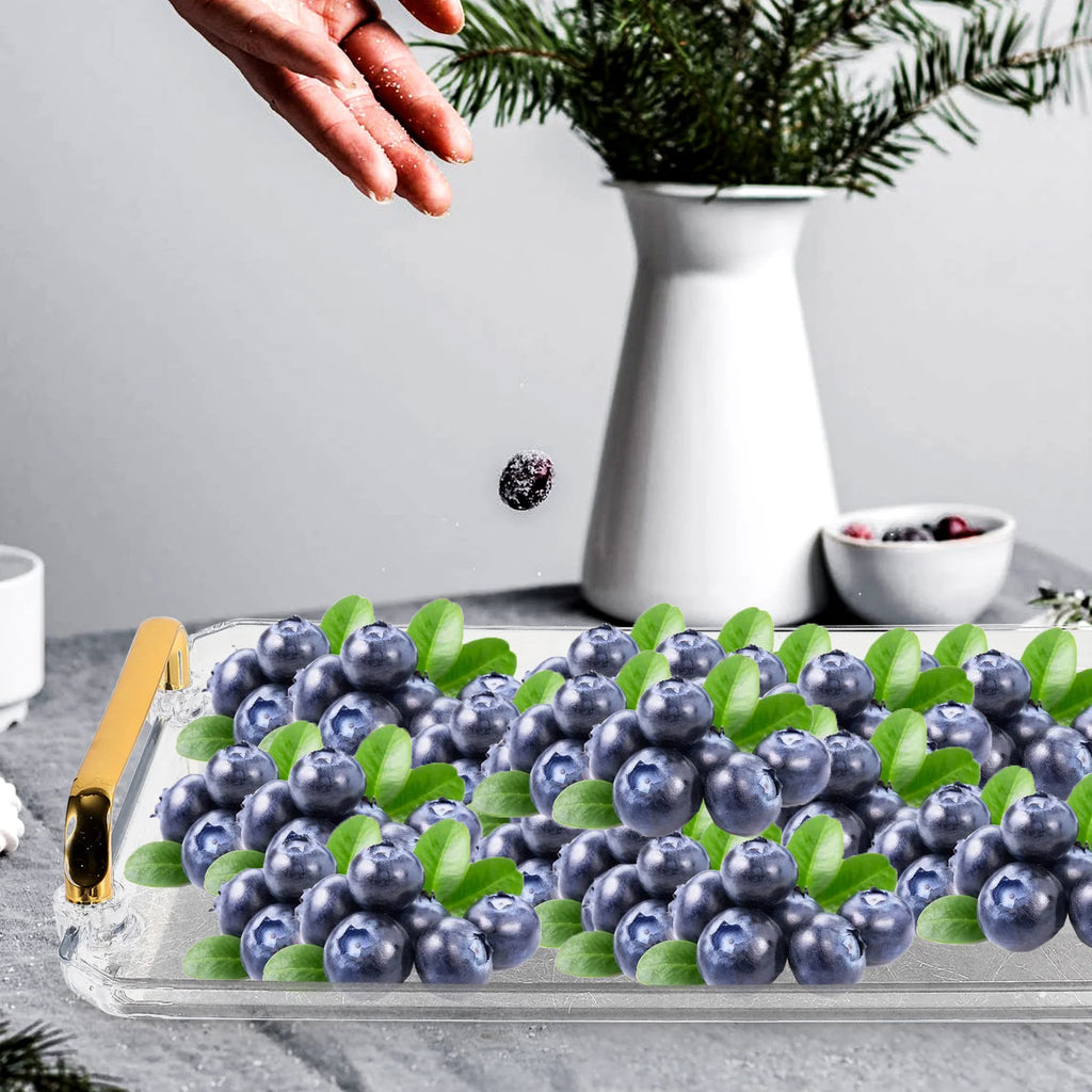 Rectangle Tray Transparent Small Storage Serving Tray for Coffee Tea Party Dessert Snacks Fruit Accessories Daily Use Household