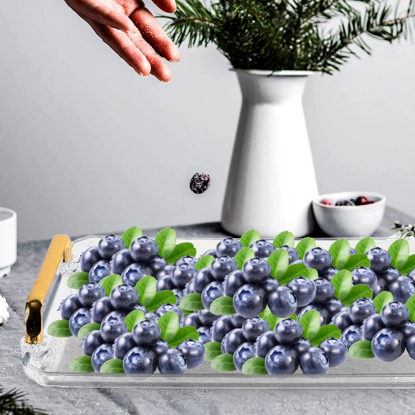 Rectangle Tray Transparent Small Storage Serving Tray for Coffee Tea Party Dessert Snacks Fruit Accessories Daily Use Household