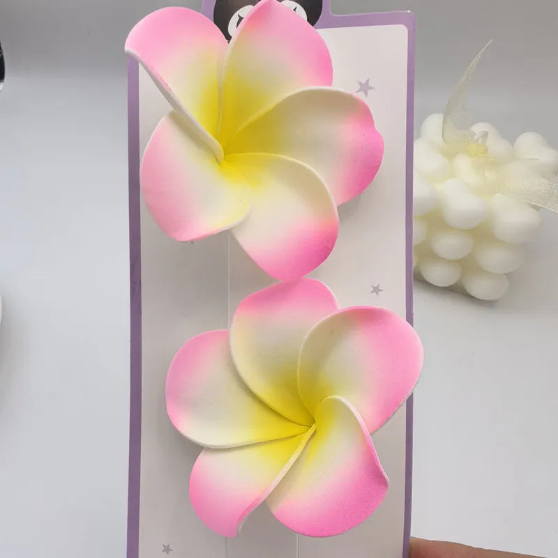 2pcs Artificial Hibiscus Hair Clip EVA Foam Beach Holiday Flower Accessory Seaside Shooting Prop