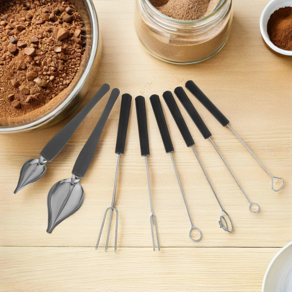 1Set Stainless Steel Chocolate Decorating Spoon Sauce Drizzle Spoon Candy Dipping Fork Cake Baking Tools Decorating Pastries