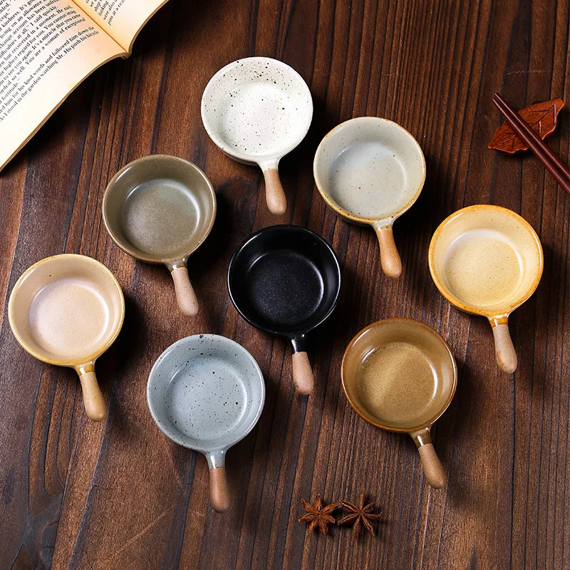 Anti-scald Ceramics Handle Sauce Dish Cute Tableware Soy Vinegar Seasoning Spice Dispenser Cooking Source Container Kitchenware
