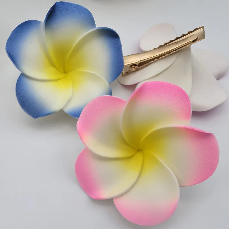2pcs Artificial Hibiscus Hair Clip EVA Foam Beach Holiday Flower Accessory Seaside Shooting Prop