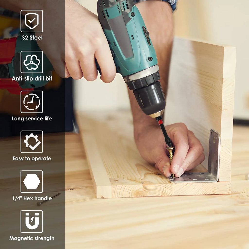 Rafford 15PCS Impact Ready Magnetic Screwdriver Bits Set - 2 Inch Anti-Slip for Impact/Cordless Drill | Torx/Hex/Phillips Head