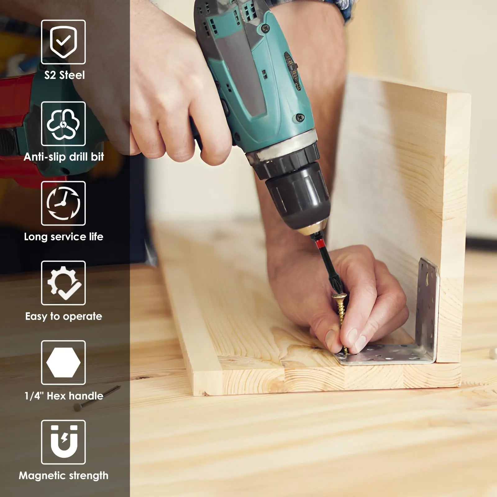 Rafford 15PCS Impact Ready Magnetic Screwdriver Bits Set - 2 Inch Anti-Slip for Impact/Cordless Drill | Torx/Hex/Phillips Head