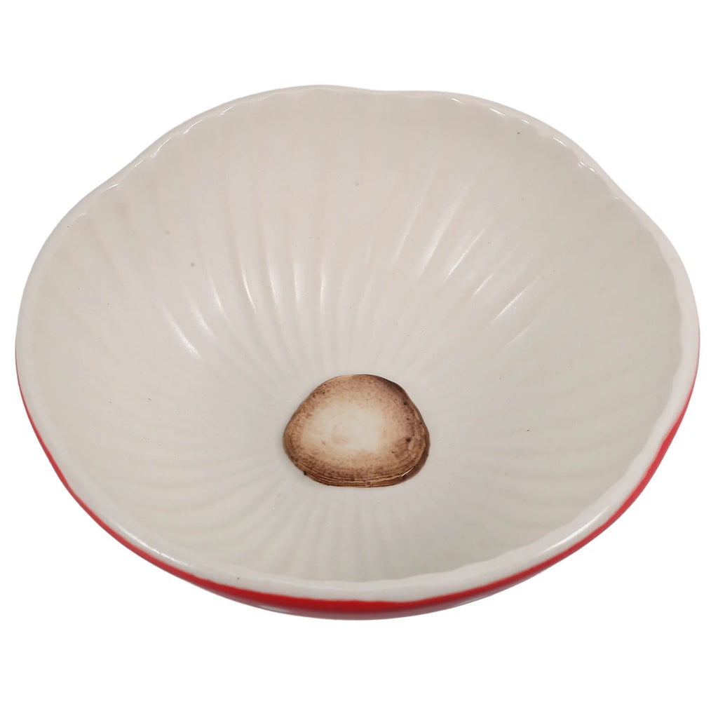 Ceramic Salad Bowl Mushroom Pattern Large Capacity for Food Storage Home Party Decoration Reusable Fruit Dessert Container
