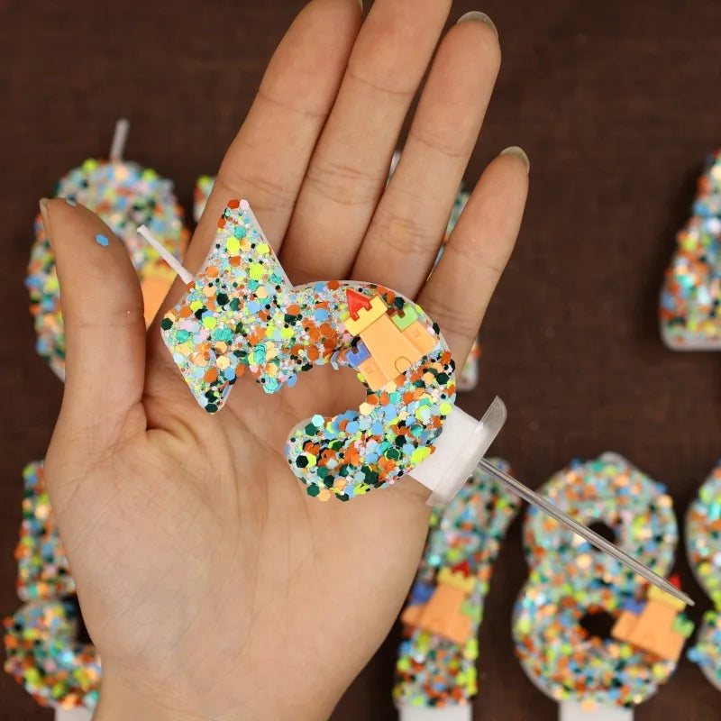 Candles for Birthday Cake Building Blocks Birthday Number Candle for Boy Birthday Cake Topper Supplies