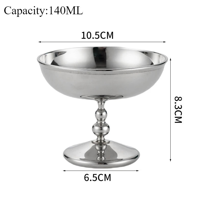Ice Cream Cup Stainless Steel 304 Serving Dessert Bowl Cups Sauce Bowls Mini Round Footed Yogurt Snack Candy Cup for Salad Fruit