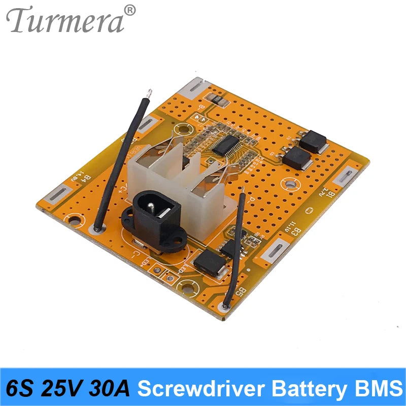 Turmera 6S 20V 25V 30A BMS Lithium Battery Board with Balance for 24V 25V Screwdriver Shurik and Vacuum Cleaner Battery Pack Use