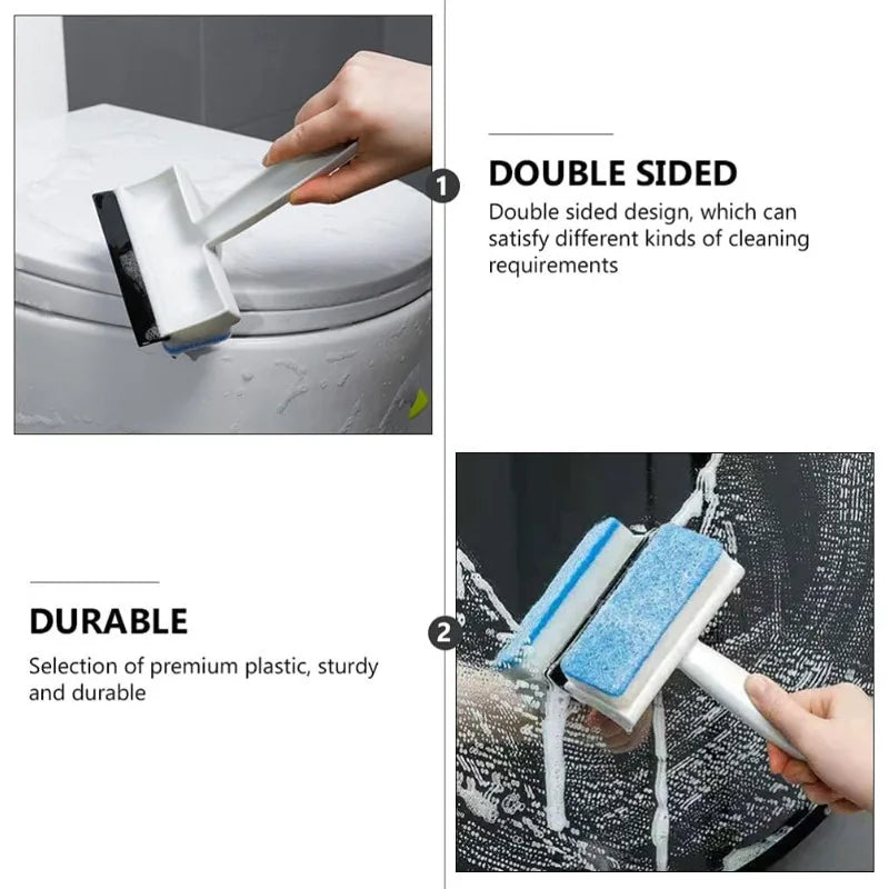 Multifunctional Double-Sided Glass Sponge Cleaning Brush Wiper Mirror Glass Tile Cleaning Brush Bathroom Squeegee