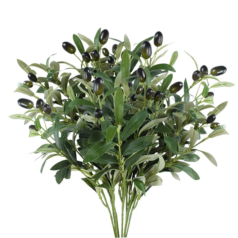1/3/5Pcs Artificial Plant With Fake Fruit Olive Leaves Tree Branch For Home Garden Vase Decoration Wedding Bouquet Silk Flowers