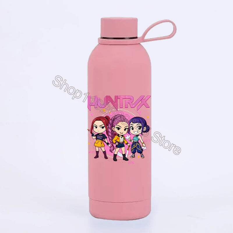 K Pop Demon Huntersd Water Bottles Kawaii Cartoon Thermos Bottle Kids Winter Outdoor Sports Water Cup Children Christmas Gifts