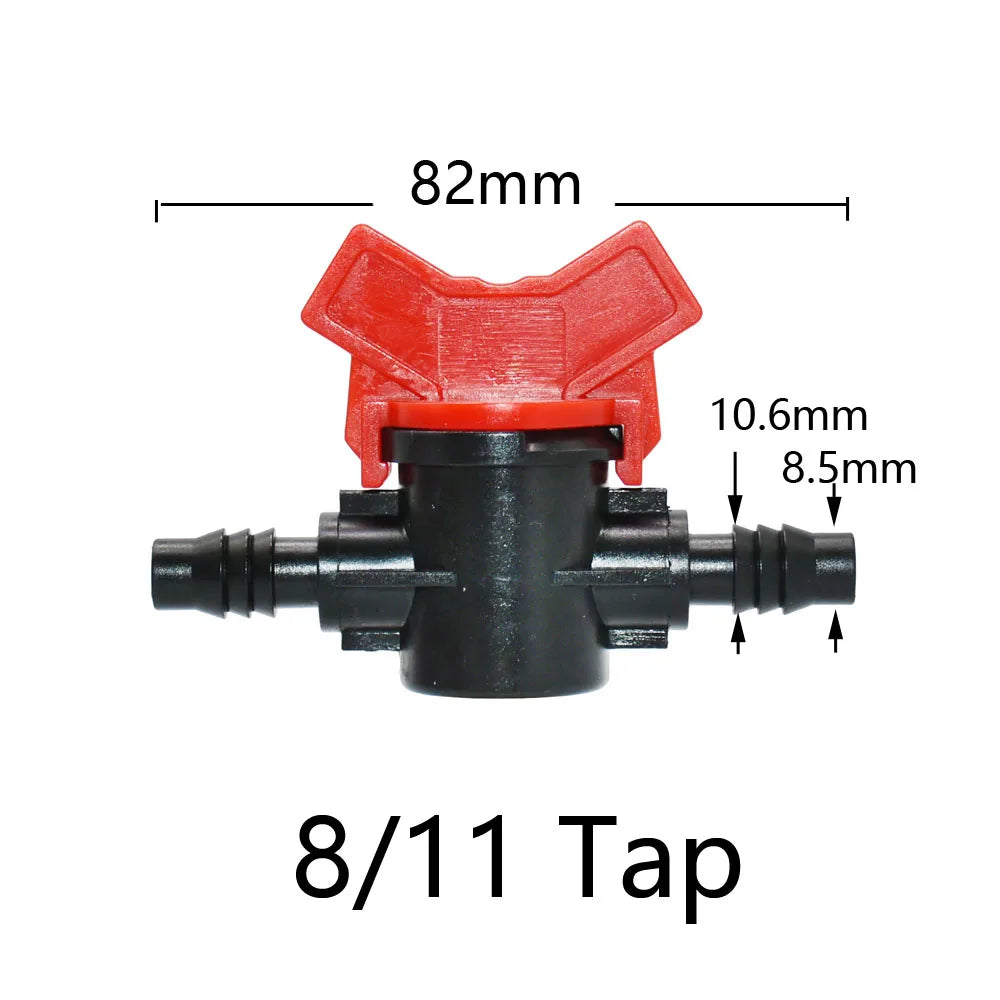 Miniature Plastic Shut Off Coupling Valve Connectors for 4/7 8/11 10/16/20/25mm Hose Garden Water Irrigation Pipe Adaptor Barb